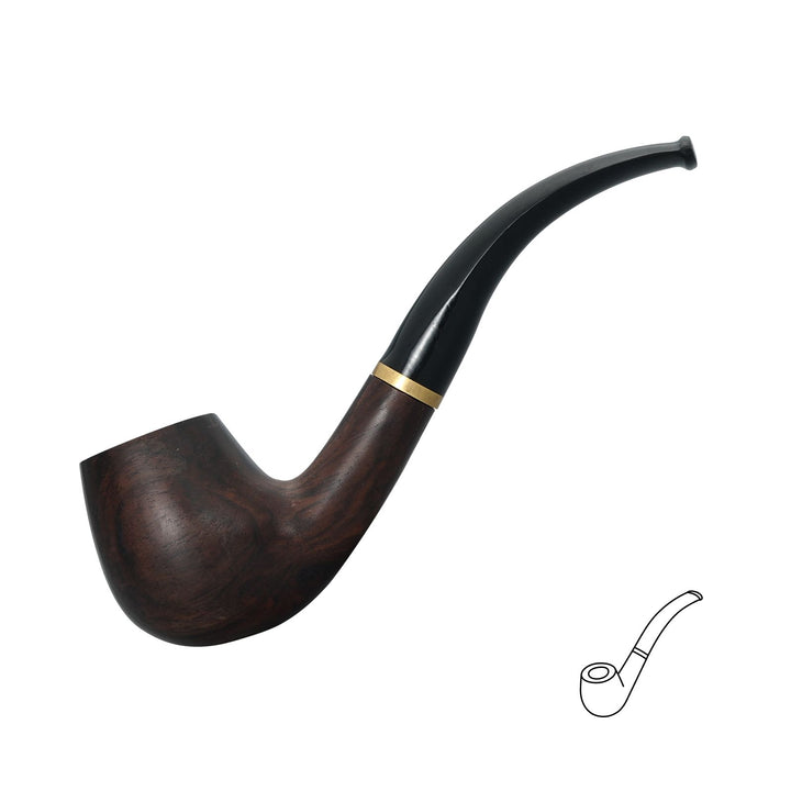 Pipa de tabaco Joyoldelf de madera de ébano con filtro de 9 mm y soporte (lista para regalo)