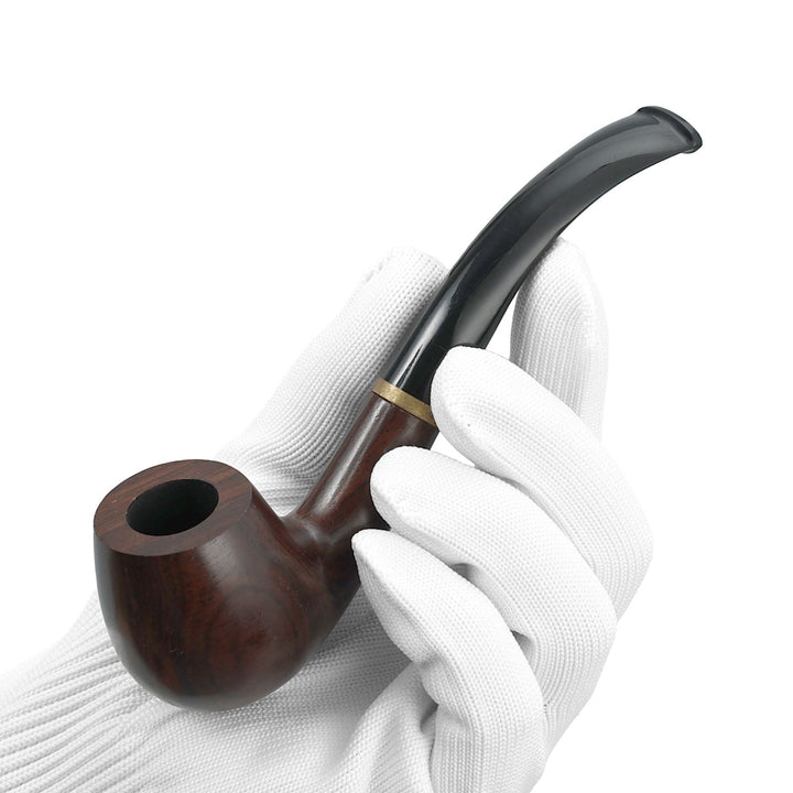 Pipa de tabaco Joyoldelf de madera de ébano con filtro de 9 mm y soporte (lista para regalo)
