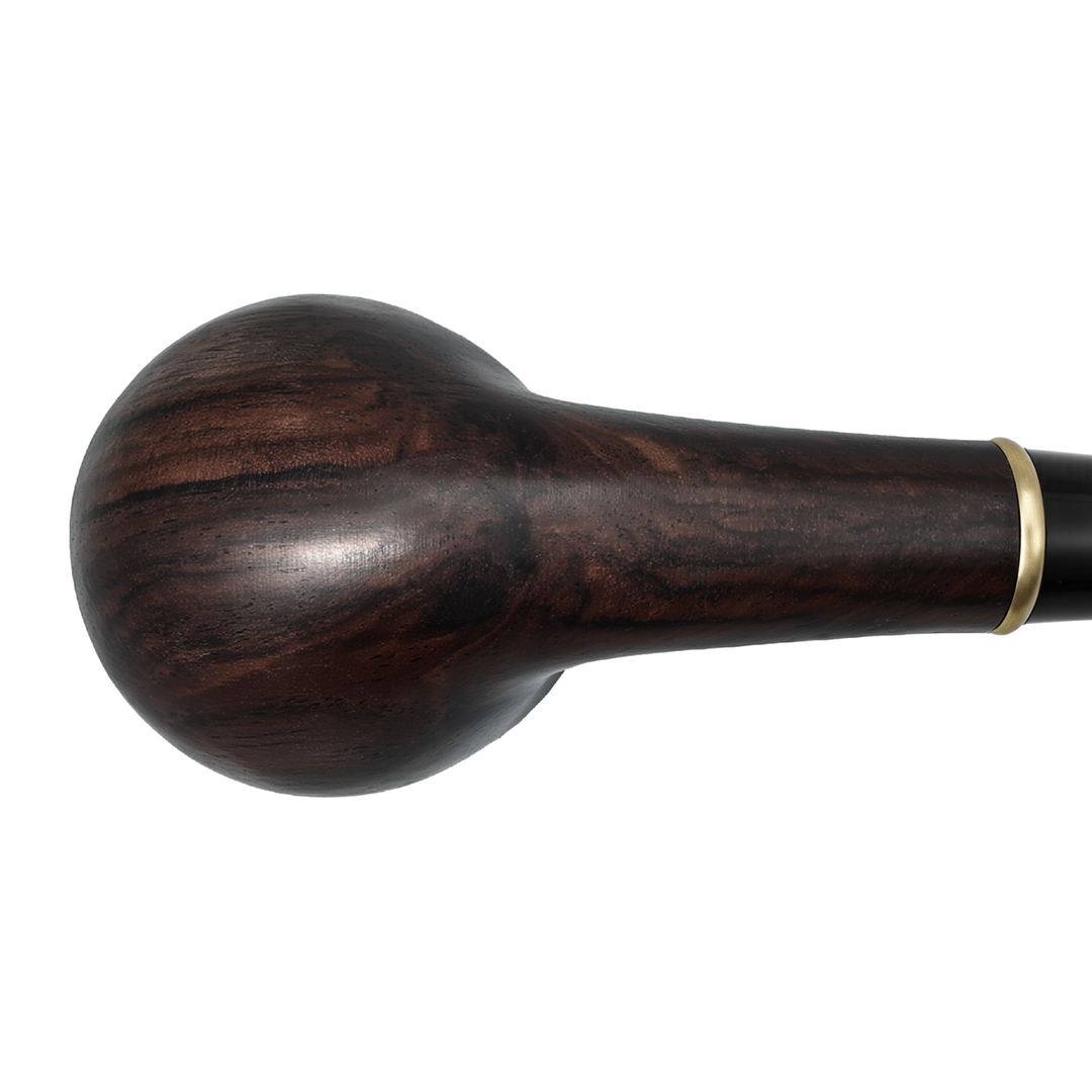 Bottom view of the Joyoldelf ebony wood pipe, highlighting the deep natural grain and rounded handcrafted bowl.
