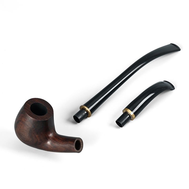 Pipa de tabaco Joyoldelf de ébano con boquillas reemplazables, filtro de carbón y set de regalo completo.