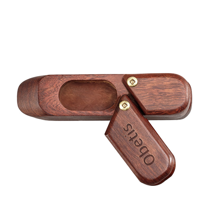 Obetis Portable Sliding-Lid Rosewood Tobacco Pipe with Cleaning Kit