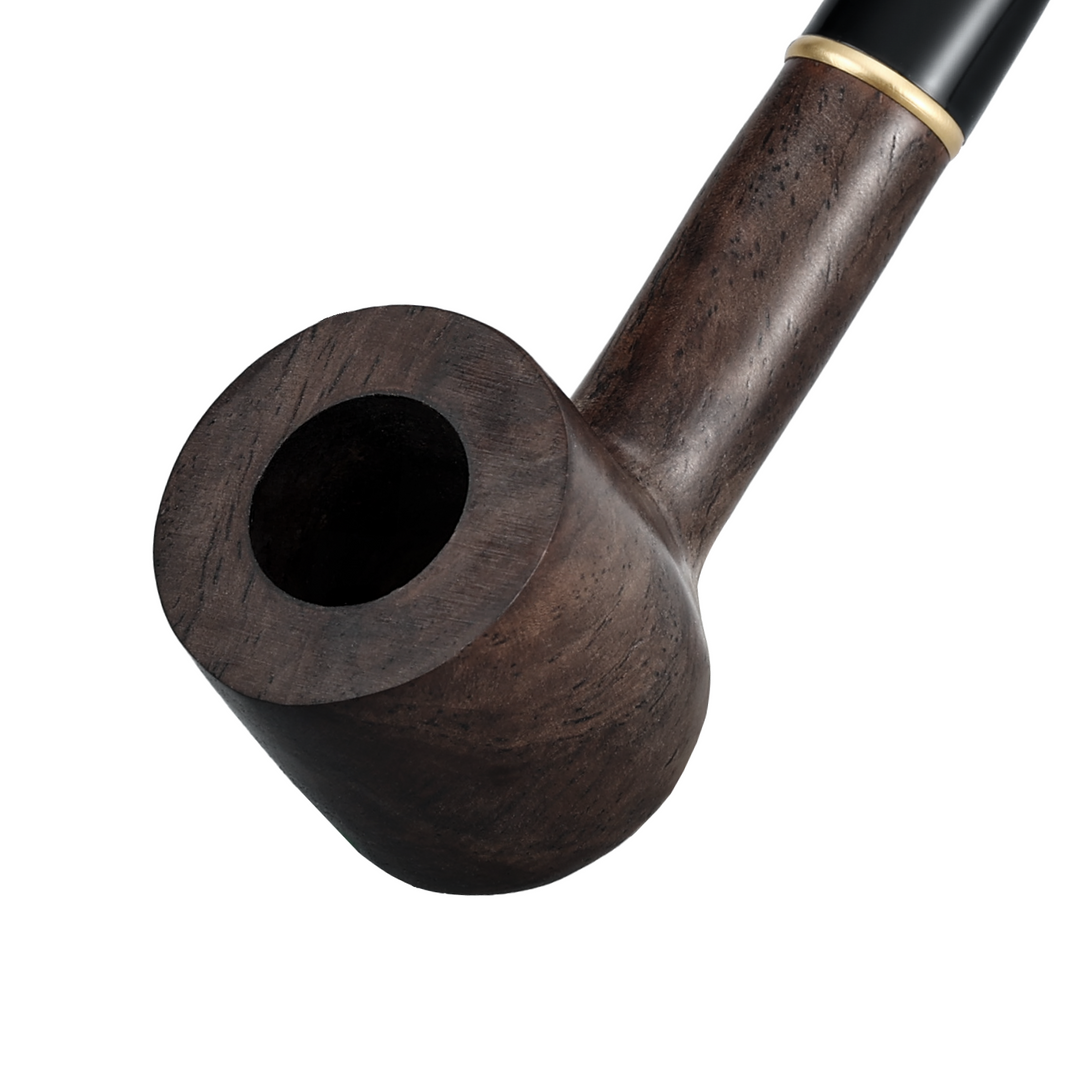 Obetis ebony wood pipe — close-up of rounded bowl shape, handcrafted texture detail