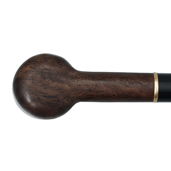 Obetis ebony briar-style pipe — side view of smooth rounded bottom and natural wood grain