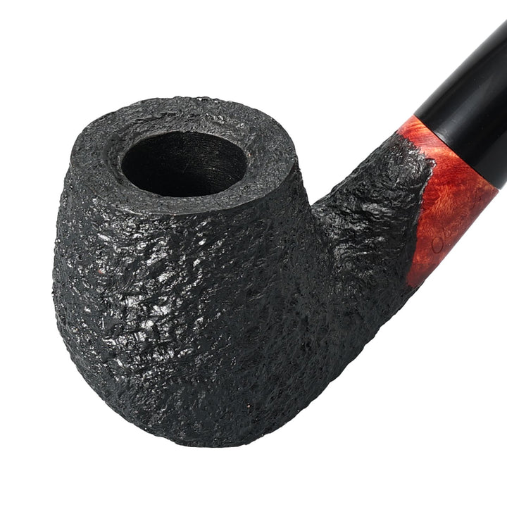 Pipa de tabaco de brezo de madera de brezo curvada Obetis - Set de regalo artesanal con funda de terciopelo