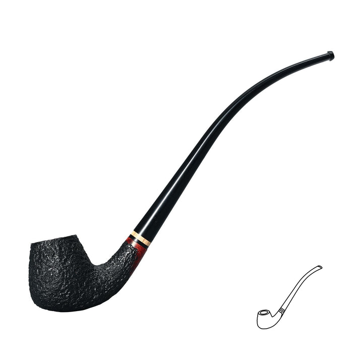 Pipa de tabaco de brezo Obetis Churchwarden: Pipa rústica extralarga hecha a mano con caja de regalo