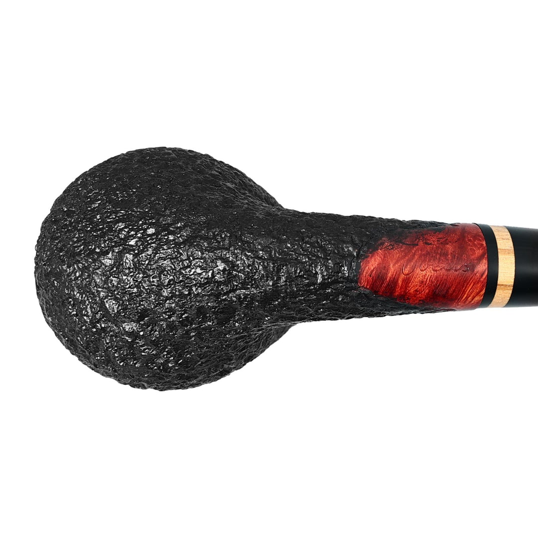 Pipa de tabaco de brezo Obetis Churchwarden: Pipa rústica extralarga hecha a mano con caja de regalo