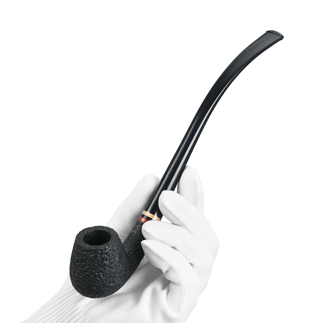 Pipa de tabaco de brezo Obetis Churchwarden: Pipa rústica extralarga hecha a mano con caja de regalo