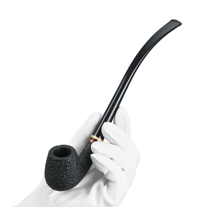 Pipa de tabaco de brezo Obetis Churchwarden: Pipa rústica extralarga hecha a mano con caja de regalo