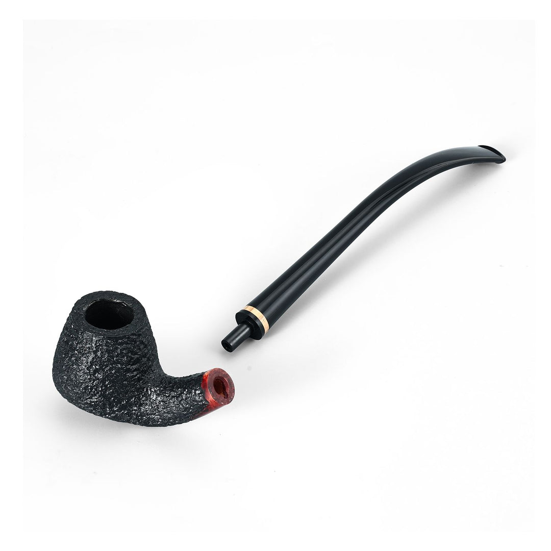 Pipa de tabaco de brezo Obetis Churchwarden: Pipa rústica extralarga hecha a mano con caja de regalo