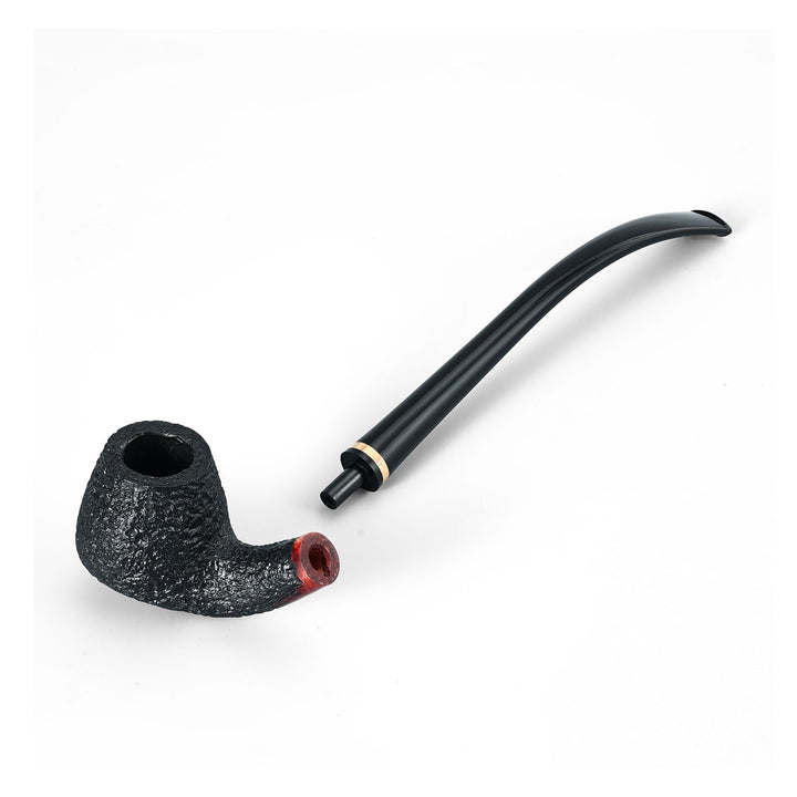 Pipa de tabaco de brezo Obetis Churchwarden: Pipa rústica extralarga hecha a mano con caja de regalo