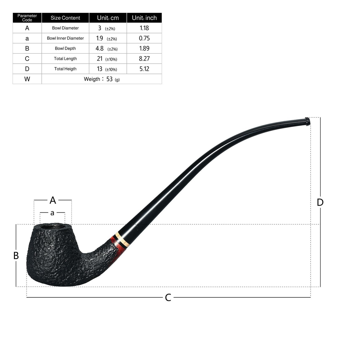 Pipa de tabaco de brezo Obetis Churchwarden: Pipa rústica extralarga hecha a mano con caja de regalo