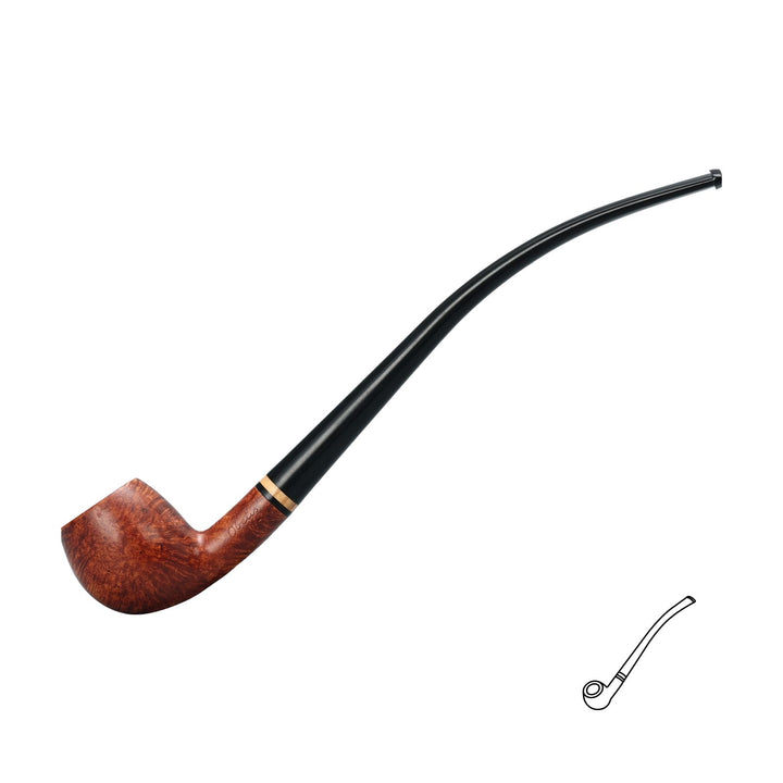 Pipa de brezo Obetis Churchwarden - Pipa de madera para fumar de mango largo, hecha a mano, con caja de regalo