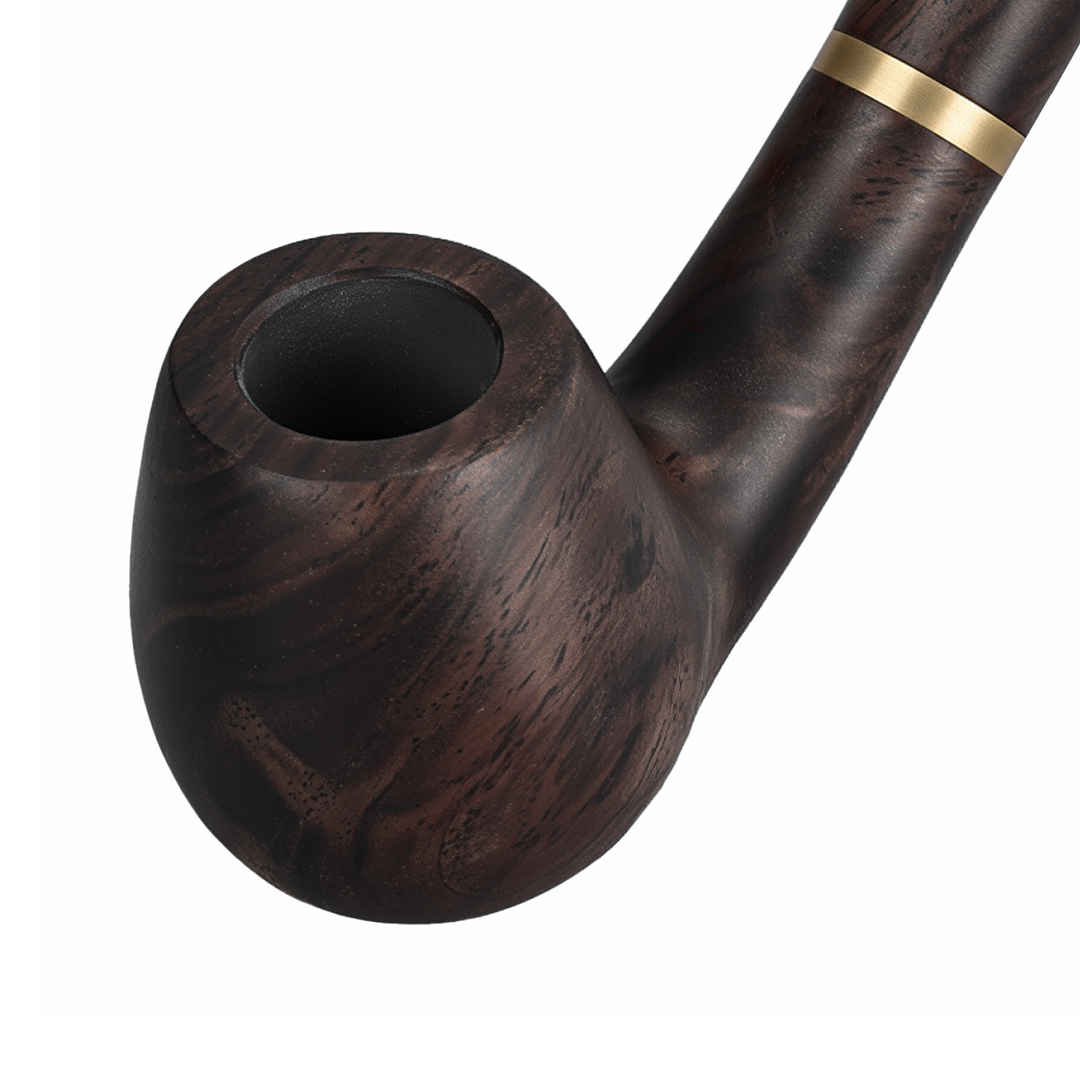 Obetis full ebony wood pipe — close-up of rounded bowl with smooth grain texture