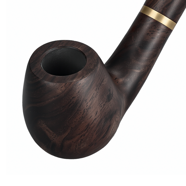 Obetis full ebony wood pipe — close-up of rounded bowl with smooth grain texture