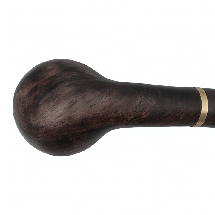 Obetis full ebony wood pipe — side view of polished wooden base and handcrafted grain