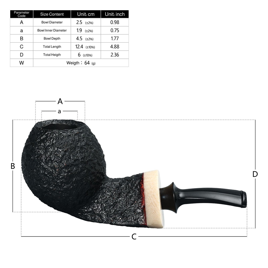 Pipa de tabaco de brezo artesanal Obetis - Forma rústica con caja de regalo