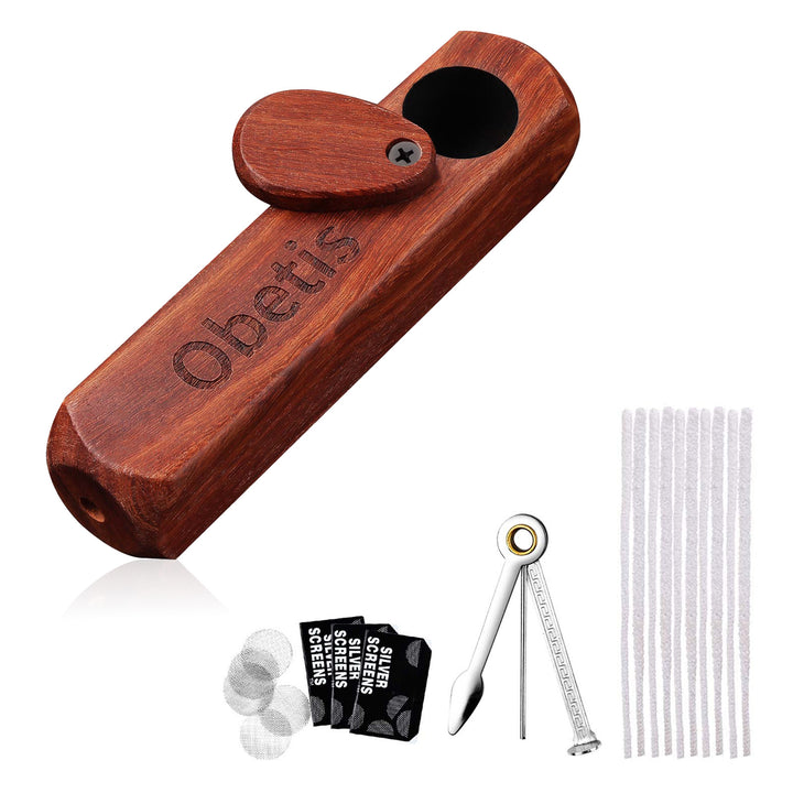 Obetis Portable Rosewood Pipe Set with Cleaner Kit – Compact, Smooth Draw Design