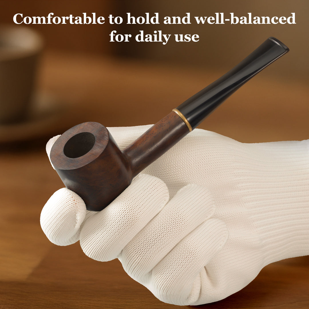 Obetis Ebony Wood Tobacco Pipe Set – Classic Straight Stem with Dual Mouthpieces & Full Accessories