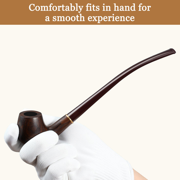 Obetis Ebony Wood Tobacco Pipe Set with Long & Short Stem – Full Kit